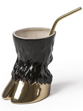 NIB Diesel Seletti Ceramic Pottery Animal Cup Vase Bowl Vessel Straw Bull Hoof